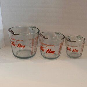 Anchor Hocking Fire-King Vintage Glass Measuring Cup Set, 3 sizes, retro kitchen